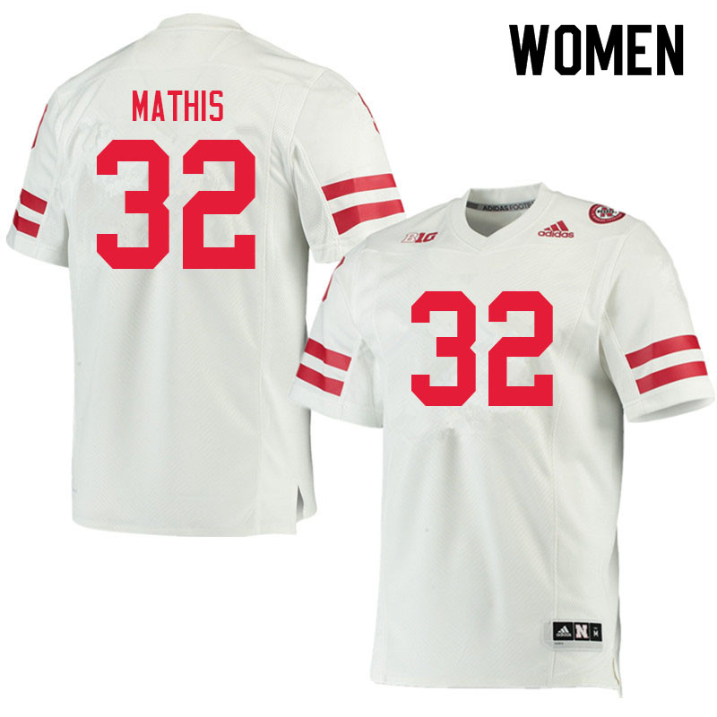 Women #32 Ochaun Mathis Nebraska Cornhuskers College Football Jerseys Sale-White - Click Image to Close